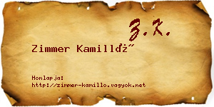 Zimmer Kamilló névjegykártya